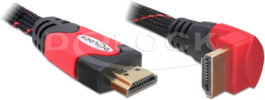 DeLock HDMI 2.0 Premium Високоскоростен 4K 60Hz HDR Кабел Ъгъл (90°) HDMI мъжки - HDMI мъжки 5м Червен