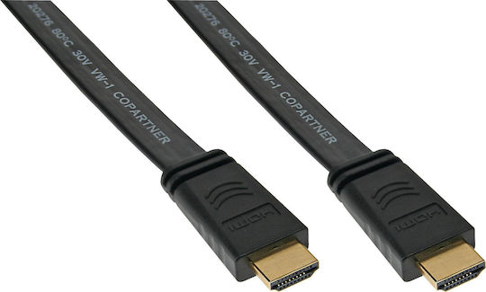 InLine HDMI 1.4 High Speed 1080p 120Hz Flat Cable HDMI Male - HDMI Male 10m Black