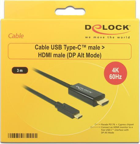 DeLock Cable HDMI male - USB-C male 3m Μαύρο