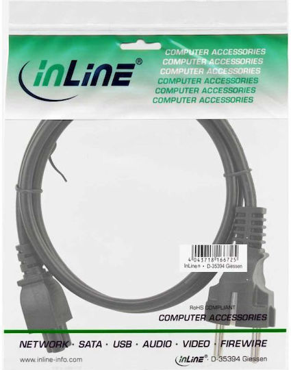 InLine Schuko - IEC C5 Cable 1m Μαύρο 16656N
