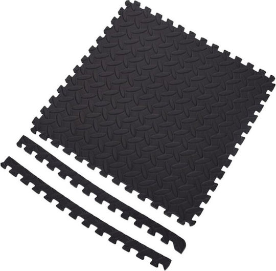 BigBuy EVA Gym Floor Puzzle Tatami Mat Black 6pcs 40x40cm