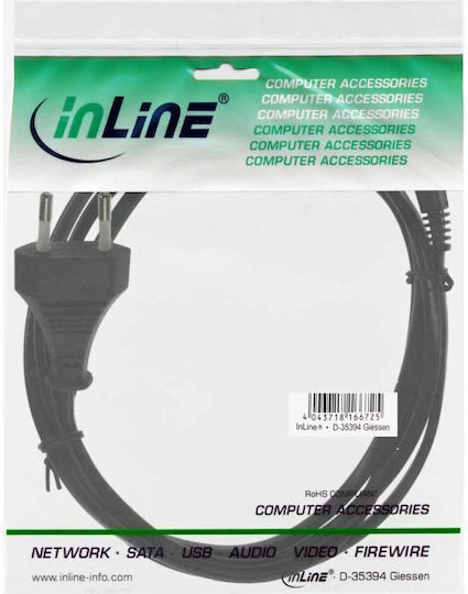 InLine Euro - IEC C7 Cable 3m Μαύρο 16654A