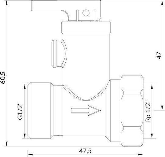 Afriso Safety Valve for Electric Water Heaters Af4 6.7 Bar G1/2 X Rp1/2 S A