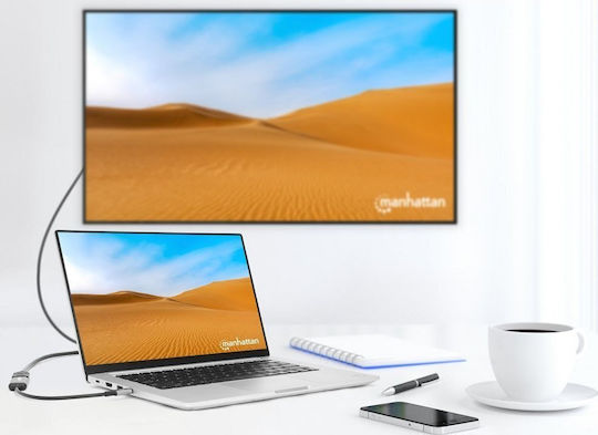 Manhattan Μετατροπέας USB-C male σε HDMI female Ασημί 1τμχ 153706