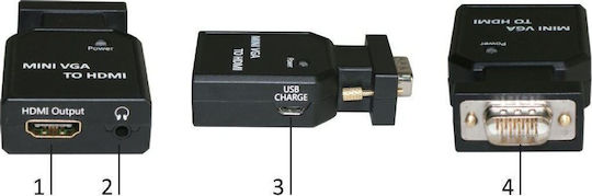 Microconnect Μετατροπέας VGA / mini HDMI / HDMI male σε VGA / mini HDMI / HDMI female 1τμχ