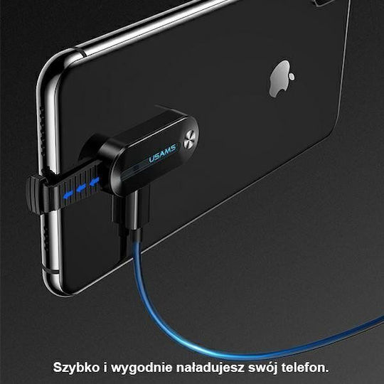 Usams SJ358 AU10 Конвертор Lightning мъжки към 3.5mm / Lightning женски Черен 1бр