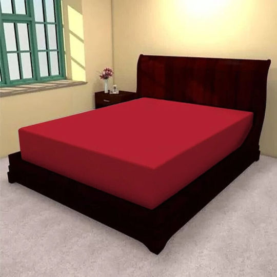Pucioasa Cearceafuri De Pat Single 100x200+25cm Cu Hugger Din Cauciuc Roșu