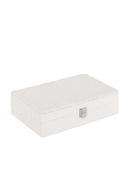 Atmosphera Fabric Jewellery Box White 28x19x7cm