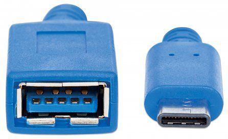 Manhattan Конвертор USB-C мъжки към USB-A женски Син 1бр 353540