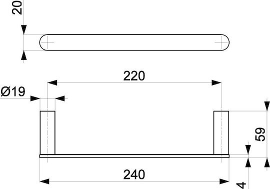 KFA Single Wall-Mounted Bathroom Rail ​22x22cm Inox Gold