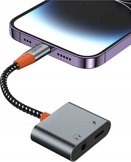 Wiwu Convertor USB-C masculin în 3.5mm / USB-C feminin Gri 1buc