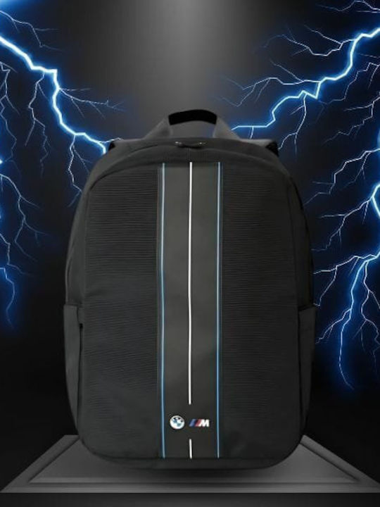 Bmw Nylon Blue Stripe 16" Laptop Backpack Black