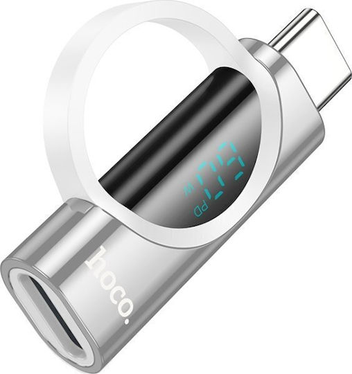 Hoco Convertor USB-C masculin în Lightning masculin Argintiu 1buc