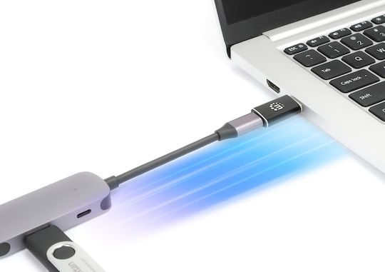Manhattan Конвертор USB-A мъжки към USB-C женски Черен 1бр 153980