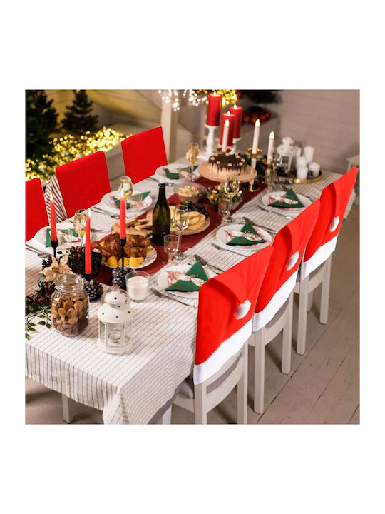 Bakaji 6 X Chair Covers Christmas Santa Hat Christmas Chair Decoration 50x60 02839617