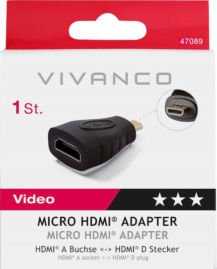 Vivanco Hdmi-a към Hdmi-d Адаптер 47089