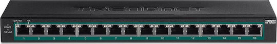 Trendnet TPE-TG160H Unmanaged L2 PoE+ Switch με 16 Θύρες Gigabit (1Gbps) Ethernet