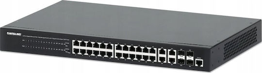 Intellinet 561426 Управление на L2 PoE+ Switch с 24 Портове Гигабитови (1Gbps) Ethernet и 4 SFP Портове