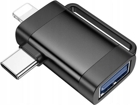 Hoco Otg 2in1 Converter Lightning / USB-C male to USB-A female 1pcs
