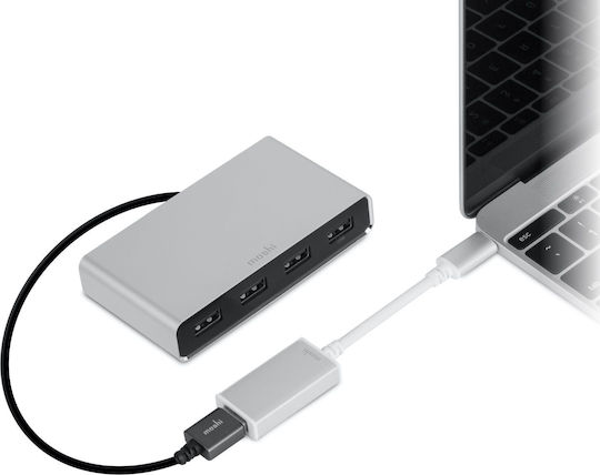 Moshi Μετατροπέας USB-C male σε USB-C female Ασημί 1τμχ
