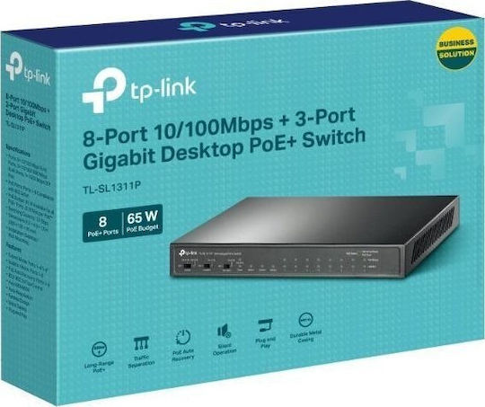 TP-LINK TL-SL1311P Unmanaged L2 PoE+ Switch with 8 Ethernet Ports and 1 SFP Port