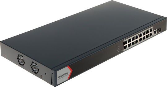 Hikvision DS-3E1518P-EI Unmanaged L2 PoE+ Switch with 16 Gigabit (1Gbps) Ethernet Ports and 1 SFP Port