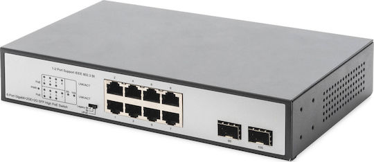 Digitus DN-95140 Unmanaged L2 Switch with 8 Gigabit (1Gbps) Ethernet Ports and 2 SFP Ports