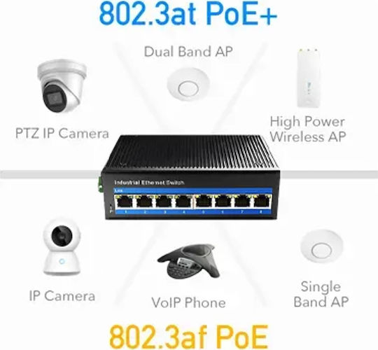 Cudy IF1008P Неуправляем L2 PoE+ Switch с 8 Портове Гигабитови (1Gbps) Ethernet