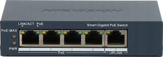 Hikvision DS-3E1505P-EI Unmanaged L2 PoE+ Switch με 5 Θύρες Gigabit (1Gbps) Ethernet