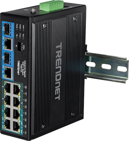 Trendnet TI-BG104 Unmanaged L2 PoE+ Switch με 8 Θύρες Gigabit (1Gbps) Ethernet και 2 SFP Θύρες