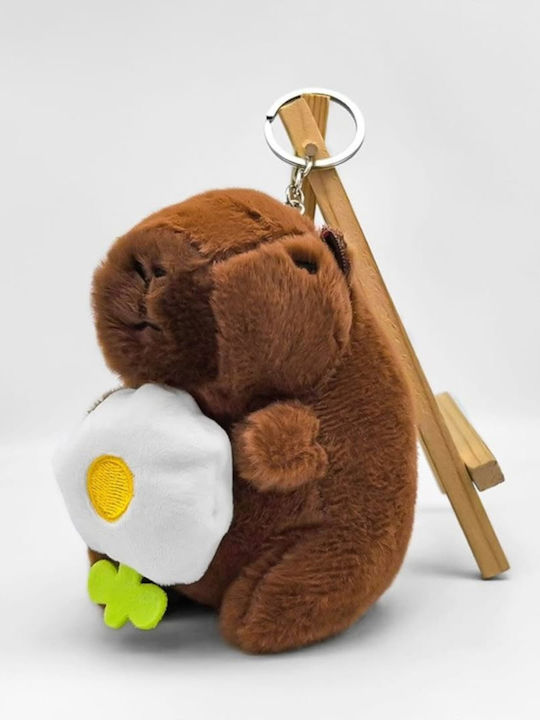 Toy Plus Keychain Capybara Type Children 3+ Years Length 11cm Brown Color White Flower Abyz
