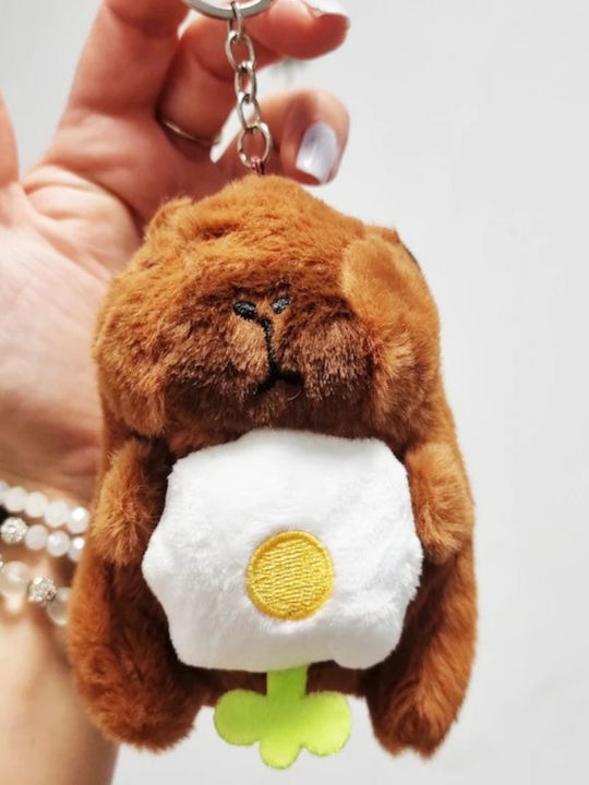 Toy Plus Keychain Capybara Type Children 3+ Years Length 11cm Brown Color White Flower Abyz
