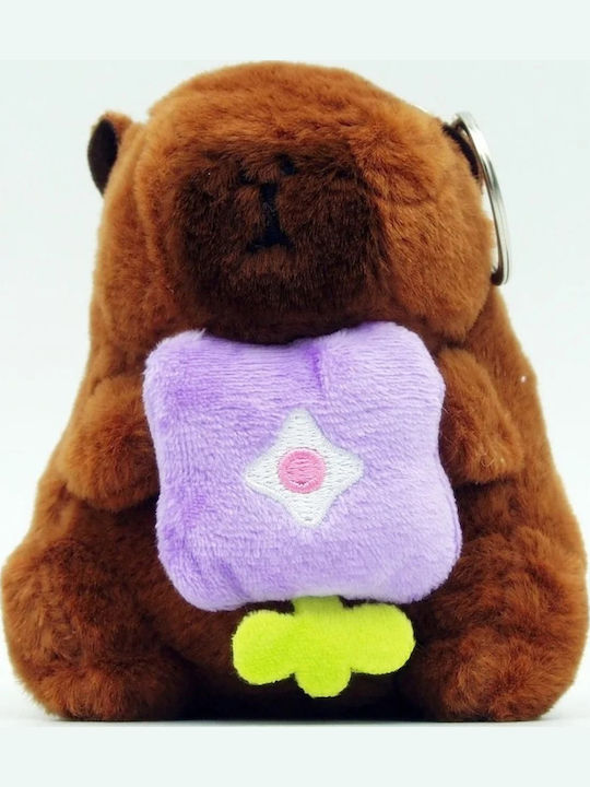 Toy Plus Keychain Capybara Type Children 3+ Years Length 11cm Brown Color Purple Flower Abyz