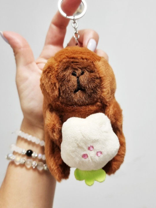 Toy Plus Capybara Schlüsselanhänger Kinder ab 3 Jahren 11 cm lang Braun Creme Blume Abyz