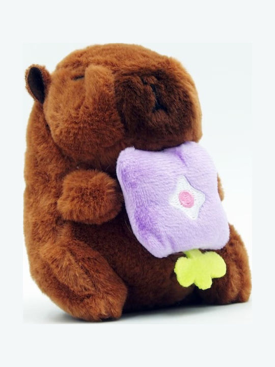Toy Plus Keychain Capybara Type Children 3+ Years Length 11cm Brown Color Purple Flower Abyz