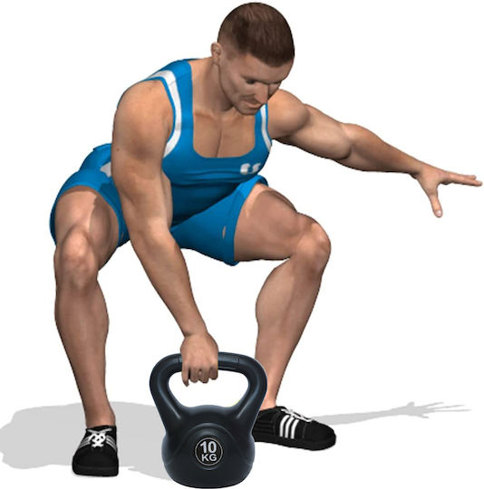 Bakaji Κettlebell 10kg Pvc Τσιμέντο Αντιολισθητική Λαβή Βάρος Γυμναστική 02839096