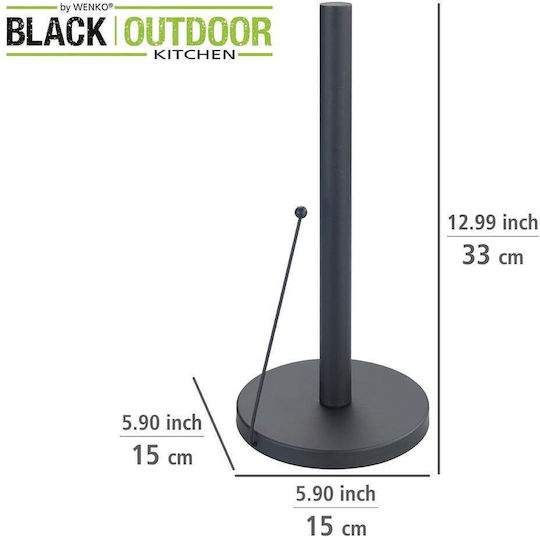 Wenko Metallic Paper Towel Holder Black 15x15x33cm BN10460.4008838371305