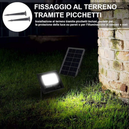Bakaji Waterproof Solar LED Flood Light 10W Cold White 8000K with Photocell and Remote Control IP65