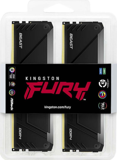 Kingston FURY Beast RGB 128GB DDR4 RAM с Скорост 3200 за Настолен Компютър