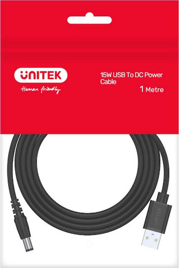 Unitek USB 2.0 Cable USB-A male - DC Μαύρο 1.5m Y-C495BK