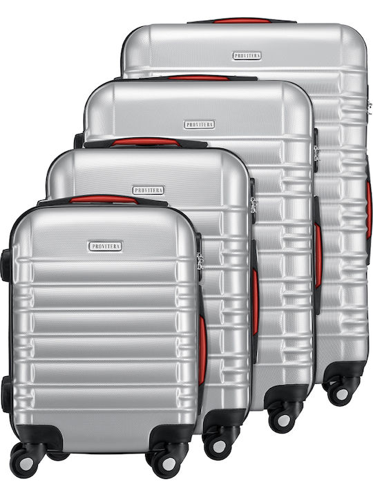 Provitera Travel Suitcases Hard Silver with 4 Wheels