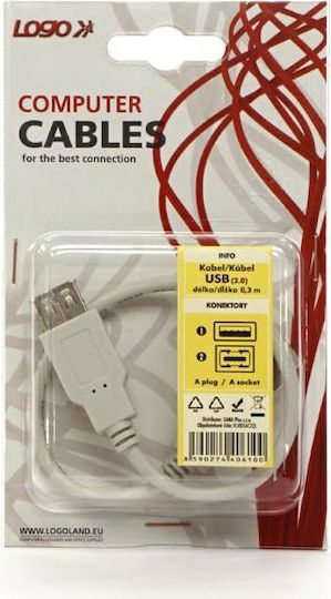 Logo Collection USB 2.0 Cable USB-A male - USB-A female Γκρι 0.3m 40610