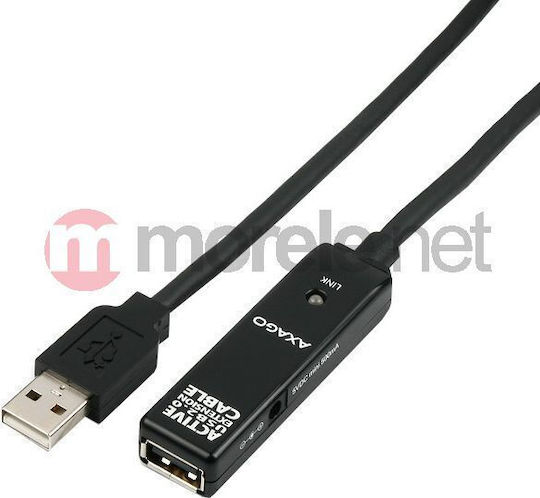 Axagon USB 2.0 Cablu USB-A - USB-A female Negru 20m