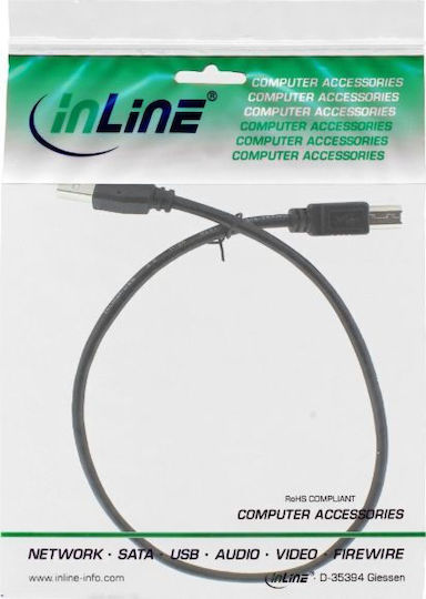 InLine USB 2.0 Кабел USB-A мъжки - USB-B мъжки Черен 0.3м 34503X