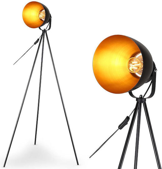 Bakaji Floor Lamp H140xW69cm. with Socket for Bulb E27 Black