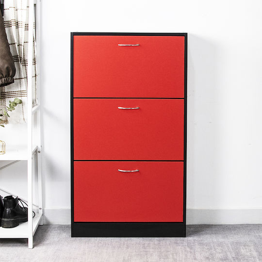 Wooden Shoe Organizer Red 63x24x115cm