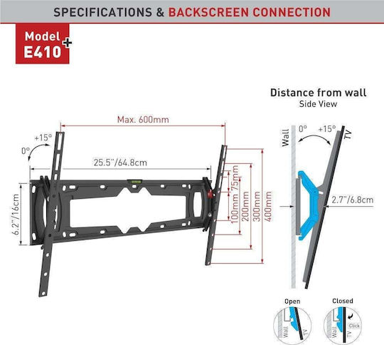 Barkan BRAE410 Suport TV de perete până la 90" și 60kg