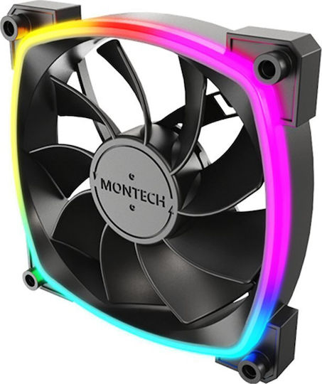 Montech RX120 Ventilator Pentru Carcasă Cu Lamă Inversată (1600rpm / 59cfm) Cu Iluminare ARGB Și Conexiune 3-Pin / 4-Pin PWM