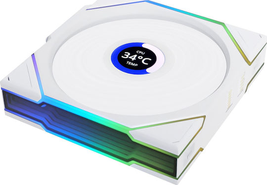 Lian Li UNI FAN TL-LCD Wireless Case Fan 120mm 1900rpm 54.3cfm with ARGB Lighting White