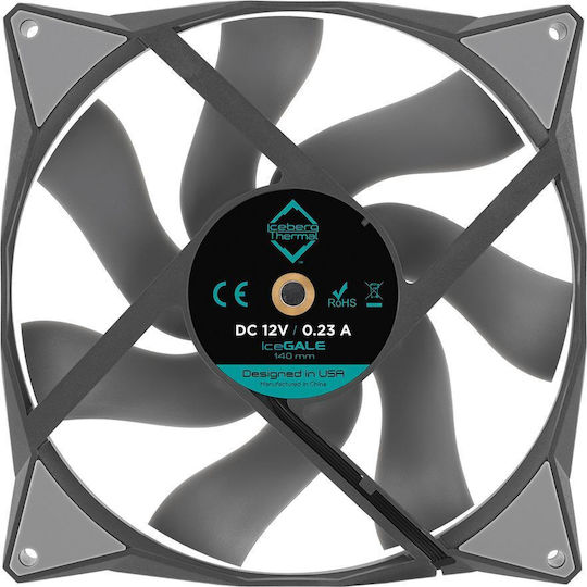Iceberg Thermal IceGALE Gehäuselüfter 140mm (1600rpm / 96cfm) Ohne LEDs Beleuchtung und Verbindung 4-Pin PWM Graue